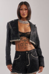 TWILIGHT ZONE EMBELLISHED BROCADE BLAZER