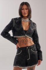 TWILIGHT ZONE EMBELLISHED BROCADE BLAZER