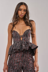 WORK IT FAUX LEATHER PLAID CORSET