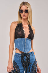 LACED UP DENIM CORSET