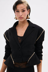 ZIPPED UP PEPLUM BLAZER