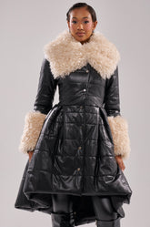 MIDTOWN PEPLUM PUFFER IN FAUX LEATHER