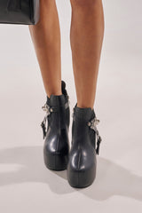 AZALEA WANG ABYSS BLACK WEDGE PLATFORM BOOTIE