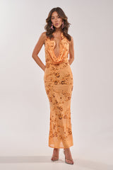 LOVE LETTERS EMBELLISHED MAXI DRESS IN ORANGE