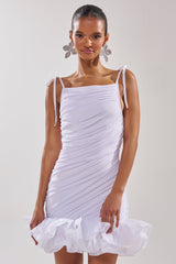 PRINCESS PEPLUM MINI DRESS IN WHITE