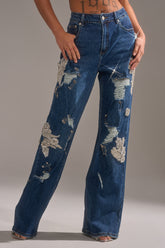 LETS GO BABY DISTRESSED DENIM
