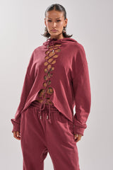 LACED UP FOR GOOD SWEATSHIRT IN PLUM