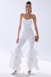 I JUST WANNA DANCE FLARE LEG JUMPSUIT IN WHITE