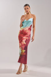 WORK OF ART SATIN MAXI DRESS
