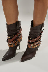 AZALEA WANG BROWN STILETTO BOOTIE
