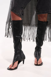 AZALEA WANG CECILE OPEN TOE SANDAL BOOT IN BLACK