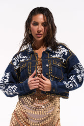 RHYTHM OF THE NIGHT DENIM JACKET IN DARK BLUE
