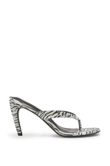 AKIRA GOLD DELYSE TIGER WHITE PRINT PU SLIP ON STILETTO SANDAL