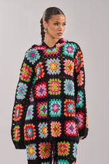 FESTIVAL GIRLY OVERSIZED CROCHET SWEATSHIRT IN MULTI