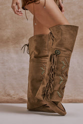 AZALEA WANG EDMUND BROWN FLAT WESTERN BOOT
