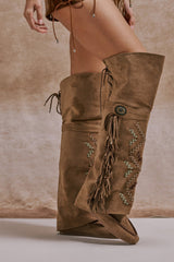 AZALEA WANG EDMUND BROWN FLAT WESTERN BOOT
