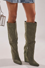 AZALEA WANG GIANNA OLIVE TWO TONED BOOT