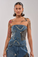 MIXED MATCH DENIM CORSET