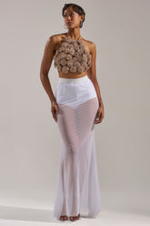 DANCING QUEEN MESH MAXI SKIRT IN WHITE