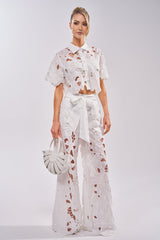 DOLLY FLORAL PALAZZO PANT IN WHITE