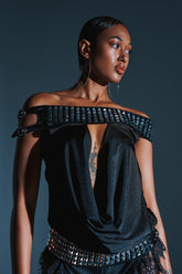 VENUS STUDDED OFF-THE-SHOULDER TOP