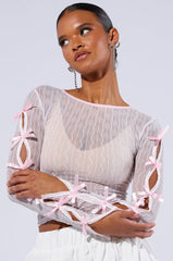 FEMININE DESIRES LONG SLEEVE TOP IN LIGHT PINK