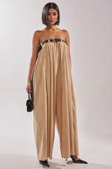 DIANE STRAPLESS OVERSIZED KHAKI JUMPSUIT