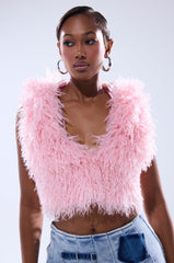THINK ABOUT YOU ALL THE TIME FUR BLOUSE IN PINK