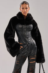 SHORTY CORSETED FAUX FUR