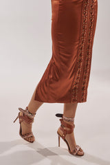 AKIRA GOLD KADINKSY COGNAC MULTI SNAKE MATERIAL STILETTO SANDAL
