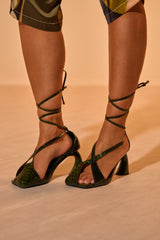 AZALEA WANG KELEDER OLIVE CROC PEEP TOE PUMP