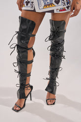 AZALEA WANG KRISTINE BLACK STRAPPY UPPER GLADIATOR SANDAL