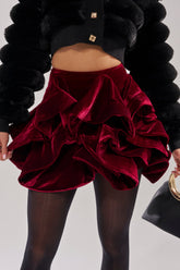QUEEN VELVET RUFFLE SKIRT