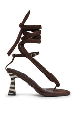 AZALEA WANG RAMIEL CHOCOLATE FAUX SUEDE COLOR BLOCKED CHUNKY SANDAL