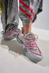 AZALEA WANG SATINE GREY LACE UP SNEAKER