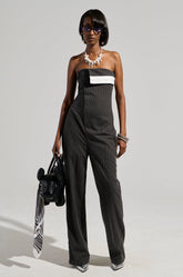 RITA PINSTRIPE SUITED JUMPSUIT