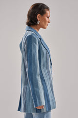 COME SLIDE PATCHWORK DENIM BLAZER