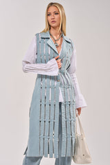 RIGHT THROUGH ME CUTOUT DENIM VEST