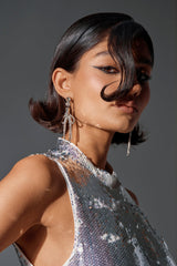 WITH A BOW SILVER EARRING
