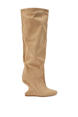 AZALEA WANG VINCE NUDE FAUX SUEDE WEDGE BOOT