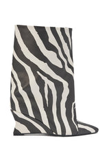 AZALEA WANG VINCI ZEBRA PU PRINT WEDGE BOOTIE