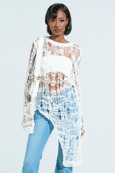 ASYMMETRICAL KNIT TOP IN IVORY