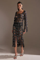 ONLY ONE OF ME RHINESTONE MIDI DRESS