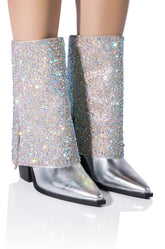 AZALEA WANG ANNABELLE EMBELLISHED WESTERN BOOT IN SILVER