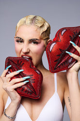 KISS AND MAKE UP RHINESTONE CLUTCH