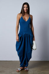THALIA RELAXED FIT HALTER NECK JUMPSUIT