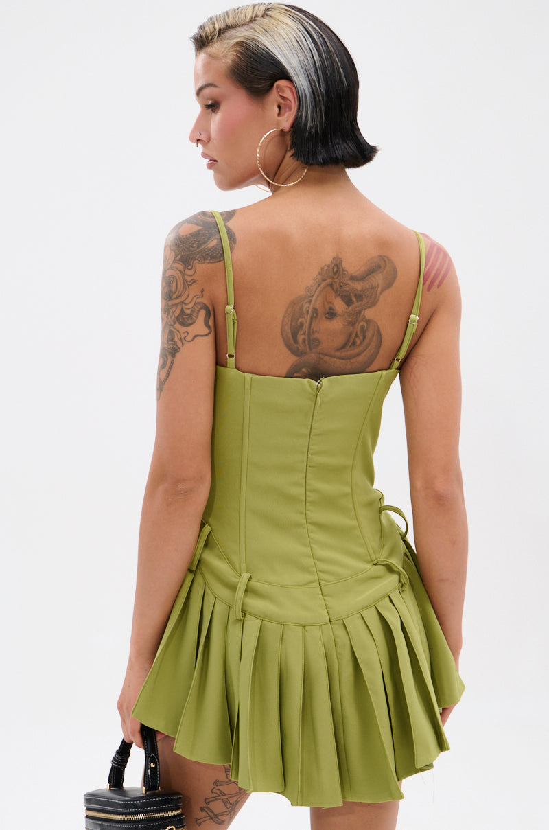 DANCING THROUGH LIFE MINI DRESS IN OLIVE
