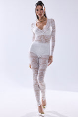 WISH YOU WERE ME LACE JUMPSUIT IN WHITE