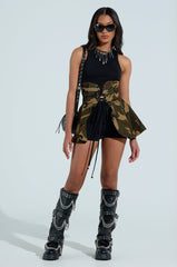 SEE THRU YOU CAMO PEPLUM BELT