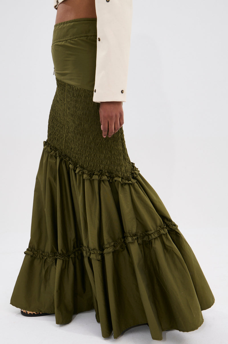 IT ONLY GETS BETTER RUCHED MAXI SKIRT